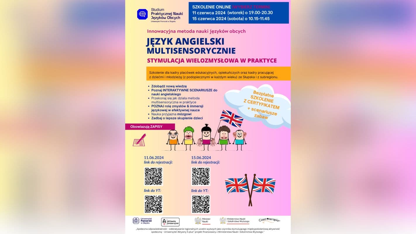 Bezpłatne szkolenie "Stymulacja wielozmysłowa w praktyce"